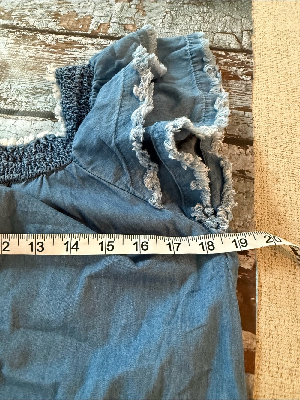 Derek Heart Blue Denim-Look Smocked Neck Mini Dress - Picture 9 of 12